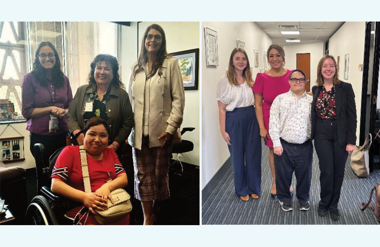 Image 1: Divya Ramesh, Kathy Bell, Representative Stahl Hamilton and Selene Amador Image 2: Selene Brambl, Representative Hernandez, Gabe Martinez, and Alexis Faley